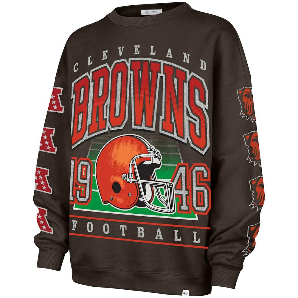 Cleveland Browns 47 brand '47 Women's Go Big Oversized Pullover Sweatshirt