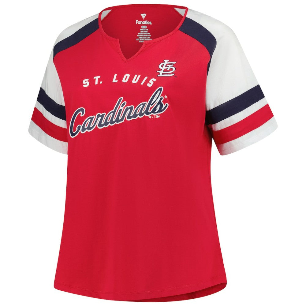 St. Louis Cardinals Profile Women's Plus Sized Arched Notch Neck T-Shirt | MLB For sale