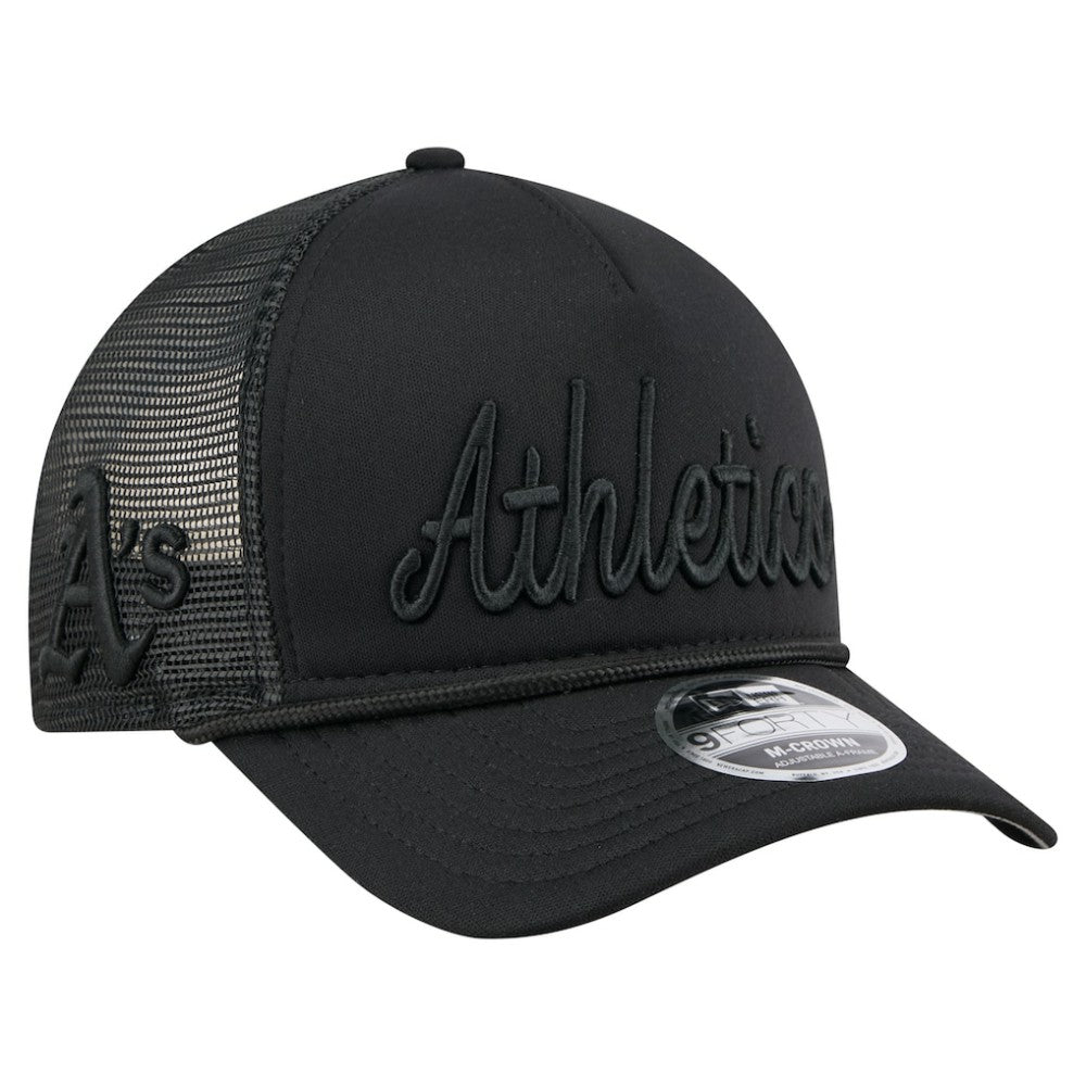Athletics New Era City Initial 9FORTY A-Frame M-Crown Adjustable Trucker Hat | MLB On Sale