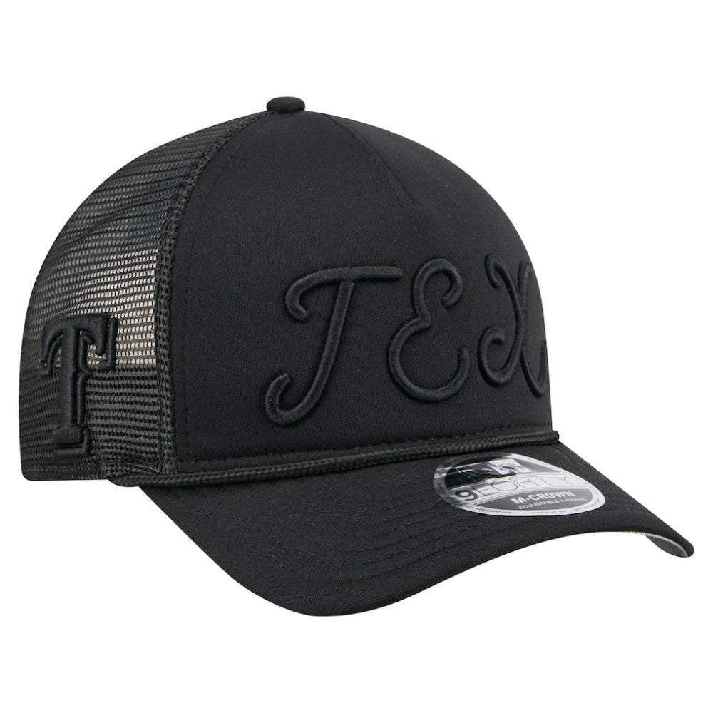 Texas Rangers New Era City Initial 9FORTY A-Frame M-Crown Adjustable Trucker Hat | MLB Discount