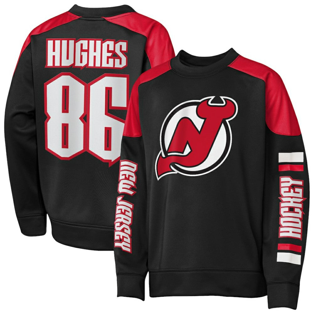 Jack Hughes New Jersey Devils Outerstuff Youth Best Defense Name & Number Crewneck Sweatshirt Online