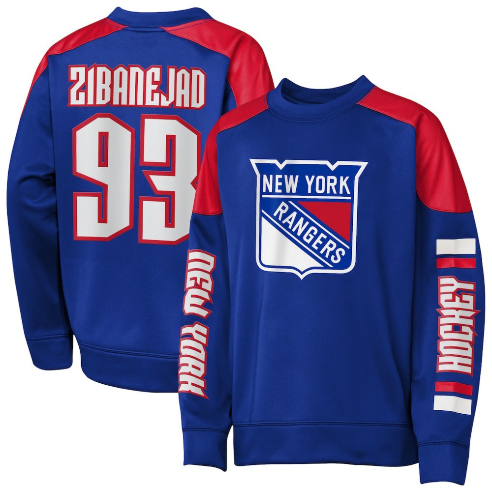 Mika Zibanejad New York Rangers Outerstuff Youth Best Defense Name & Number Crewneck Sweatshirt For Sale