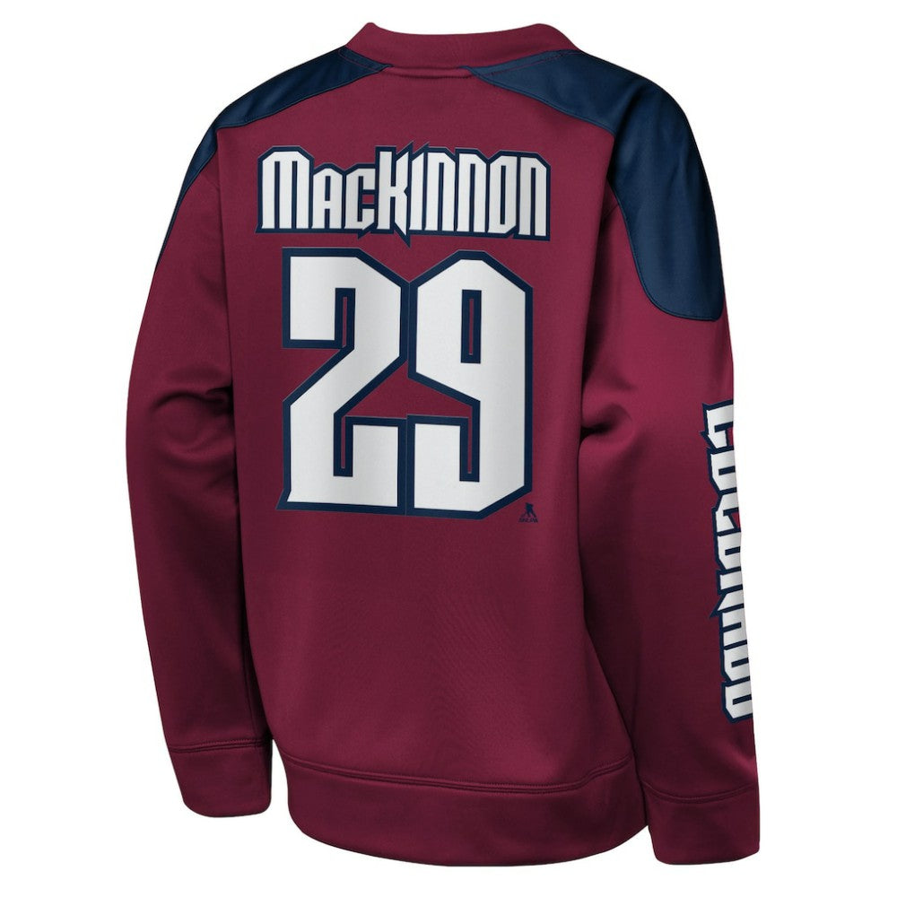 Nathan MacKinnon Colorado Avalanche Outerstuff Youth Best Defense Name & Number Crewneck Sweatshirt Online