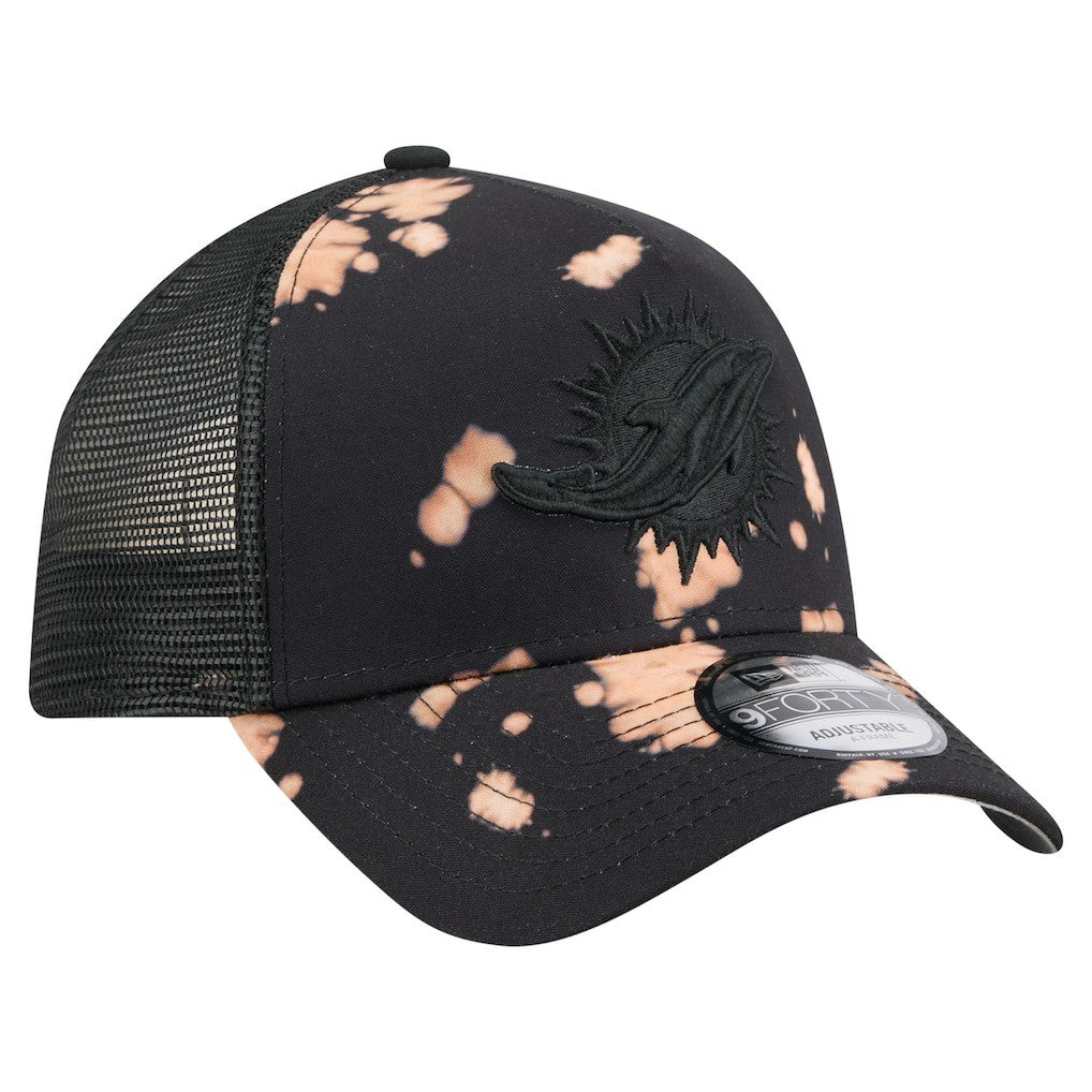 Miami Dolphins New Era Bleached 9FORTY A-Frame Adjustable Hat