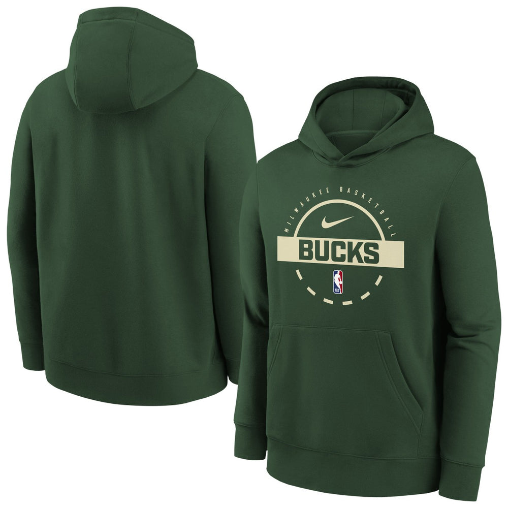 Milwaukee Bucks Youth 2025/26 Club Fleece Practice Hoodie New