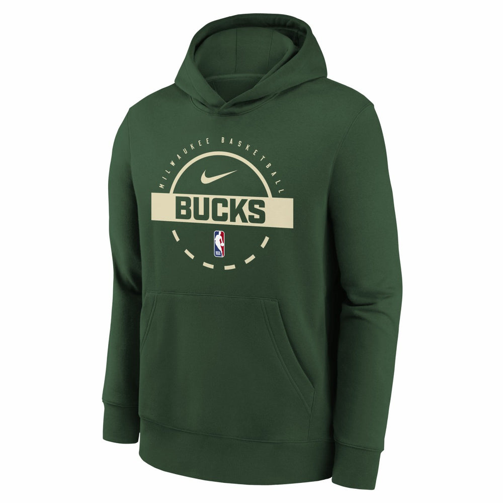 Milwaukee Bucks Youth 2025/26 Club Fleece Practice Hoodie New