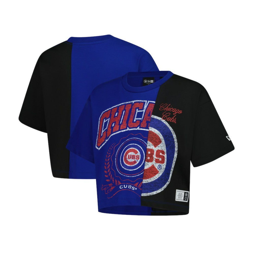 Chicago Cubs New Era Women's Upcycled Colorblocked Boxy Cropped T-Shirt | MLB New