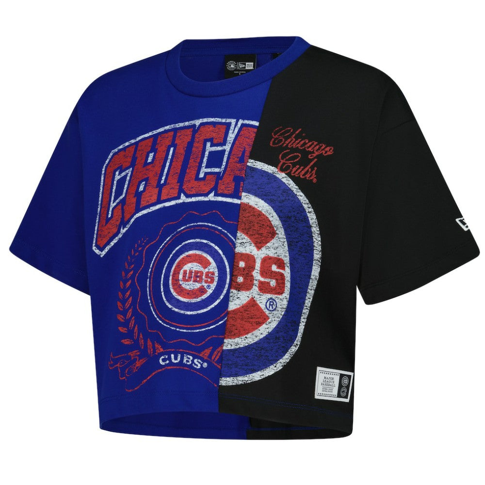 Chicago Cubs New Era Women's Upcycled Colorblocked Boxy Cropped T-Shirt | MLB New