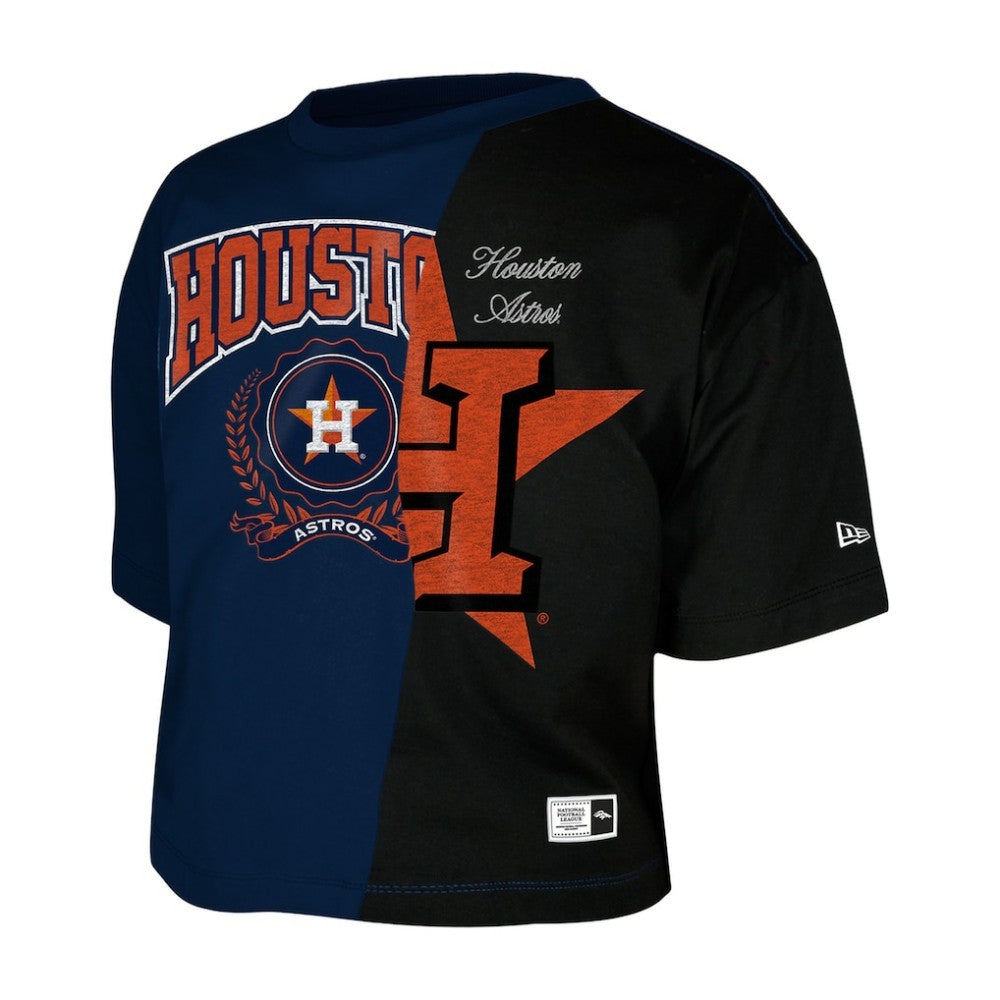 Houston Astros New Era Women's Upcycled Colorblocked Boxy Cropped T-Shirt | MLB New