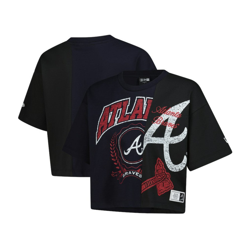 Atlanta Braves New Era Women's Upcycled Colorblocked Boxy Cropped T-Shirt | MLB Sale