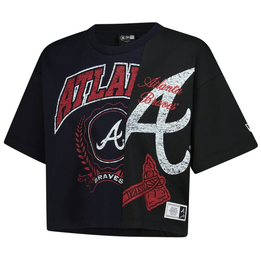 Atlanta Braves New Era Women's Upcycled Colorblocked Boxy Cropped T-Shirt | MLB Sale