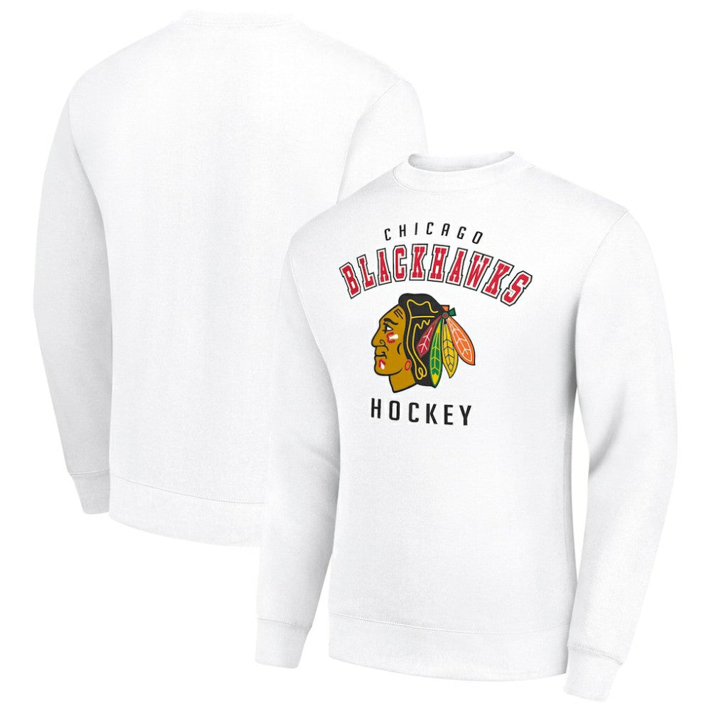 Chicago Blackhawks Men's Starter Team Logo Fleece Pullover Sweatshirt Outlet