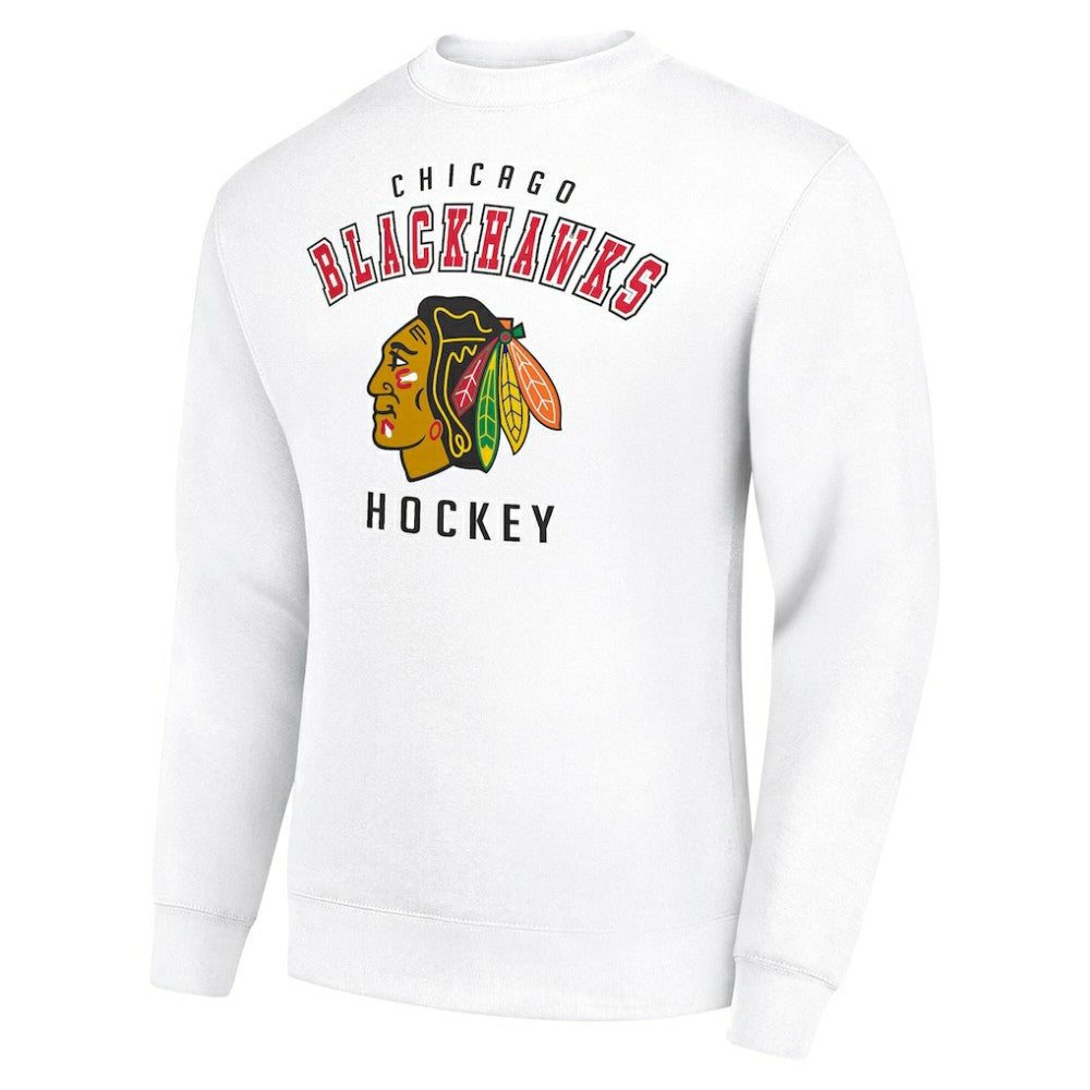 Chicago Blackhawks Men's Starter Team Logo Fleece Pullover Sweatshirt Outlet