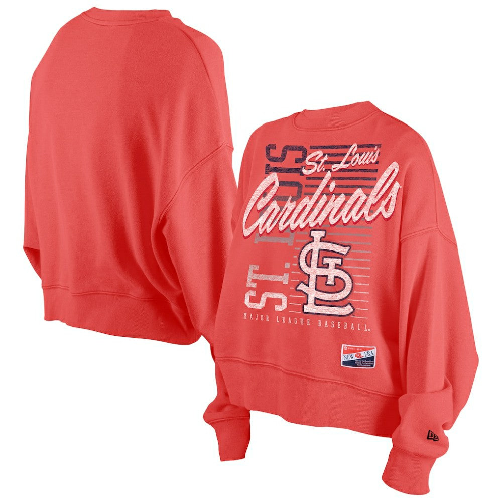 St. Louis Cardinals New Era Women's Boxy Mineral Wash Dolmen Sleeve Cropped Sweatshirt | MLB Discount