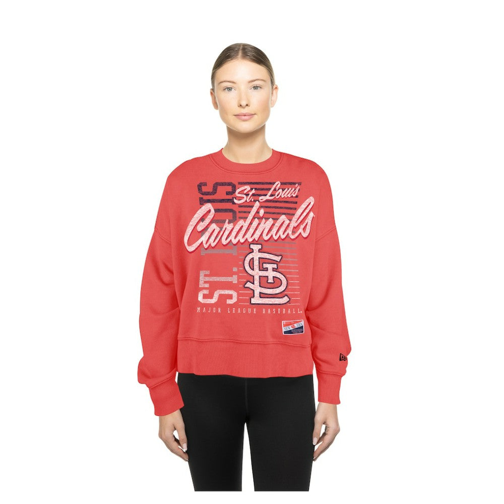 St. Louis Cardinals New Era Women's Boxy Mineral Wash Dolmen Sleeve Cropped Sweatshirt | MLB Discount