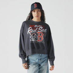 Boston Red Sox New Era Women's Boxy Mineral Wash Dolmen Sleeve Cropped Sweatshirt | MLB Outlet