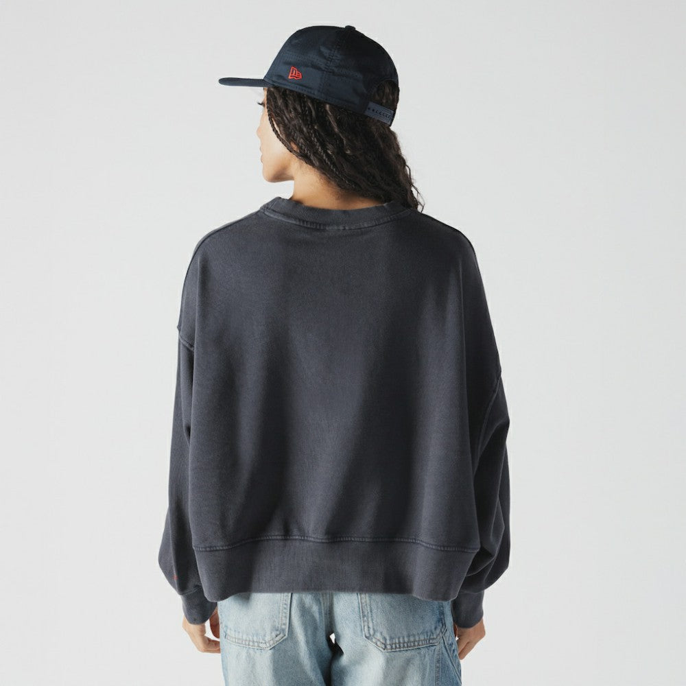 Boston Red Sox New Era Women's Boxy Mineral Wash Dolmen Sleeve Cropped Sweatshirt | MLB Outlet
