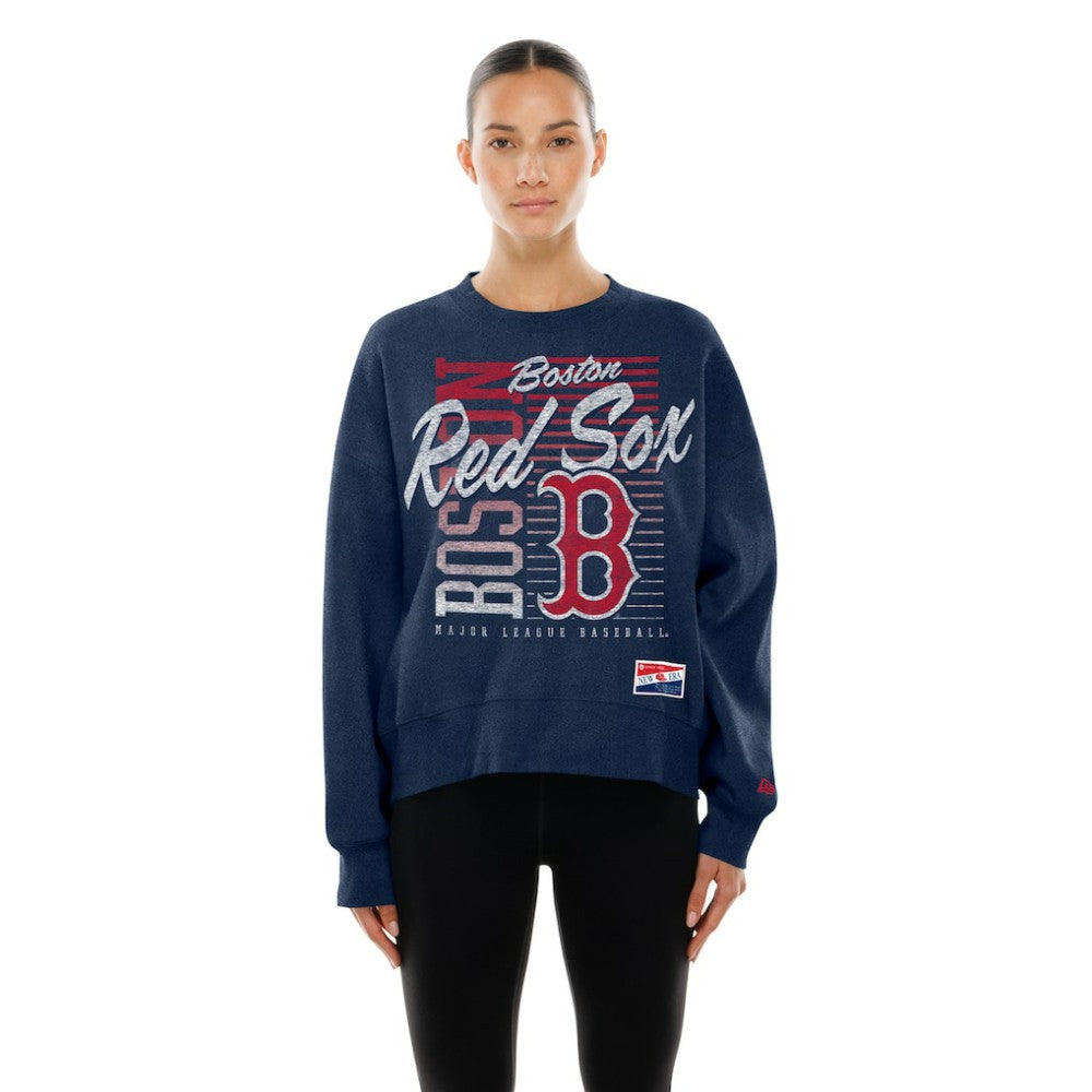 Boston Red Sox New Era Women's Boxy Mineral Wash Dolmen Sleeve Cropped Sweatshirt | MLB Outlet