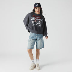 Atlanta Braves New Era Women's Boxy Mineral Wash Dolmen Sleeve Cropped Sweatshirt | MLB Online