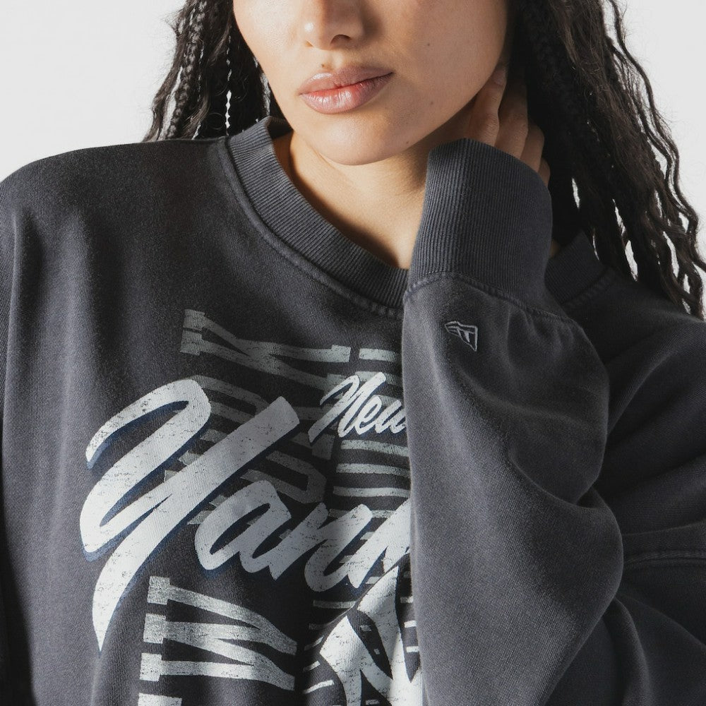 New York Yankees New Era Women's Boxy Mineral Wash Dolmen Sleeve Cropped Sweatshirt | MLB On Sale