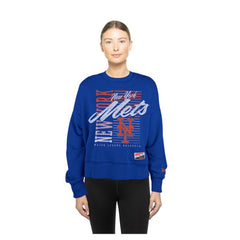 New York Mets New Era Women's Boxy Mineral Wash Dolmen Sleeve Cropped Sweatshirt | MLB On Sale
