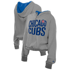 Chicago Cubs New Era Women's Reversed Out French Terry Quarter-Zip Banded Crop Hoodie | MLB Online