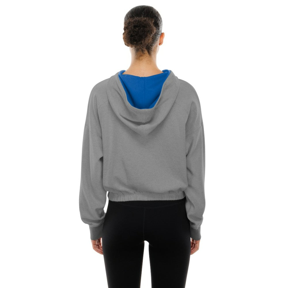 Chicago Cubs New Era Women's Reversed Out French Terry Quarter-Zip Banded Crop Hoodie | MLB Online