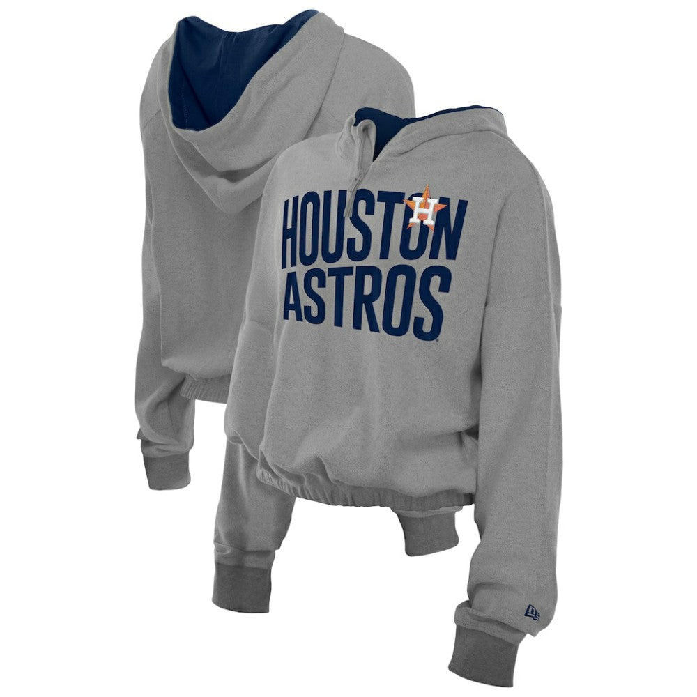 Houston Astros New Era Women's Reversed Out French Terry Quarter-Zip Banded Crop Hoodie | MLB For sale