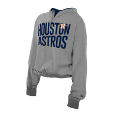 Houston Astros New Era Women's Reversed Out French Terry Quarter-Zip Banded Crop Hoodie | MLB For sale