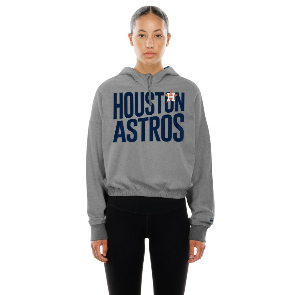 Houston Astros New Era Women's Reversed Out French Terry Quarter-Zip Banded Crop Hoodie | MLB For sale
