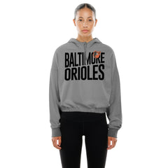 Baltimore Orioles New Era Women's Reversed Out French Terry Quarter-Zip Banded Crop Hoodie | MLB Outlet
