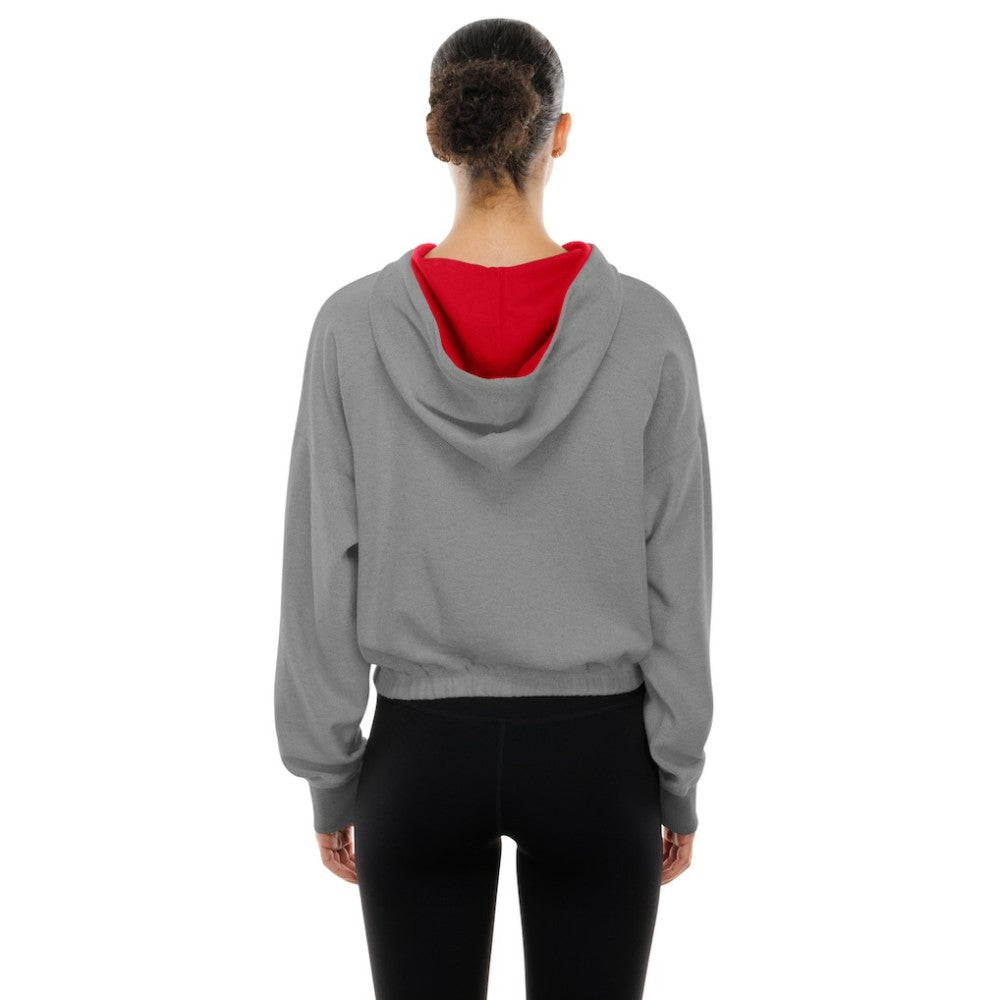 Philadelphia Phillies New Era Women's Reversed Out French Terry Quarter-Zip Banded Crop Hoodie | MLB New