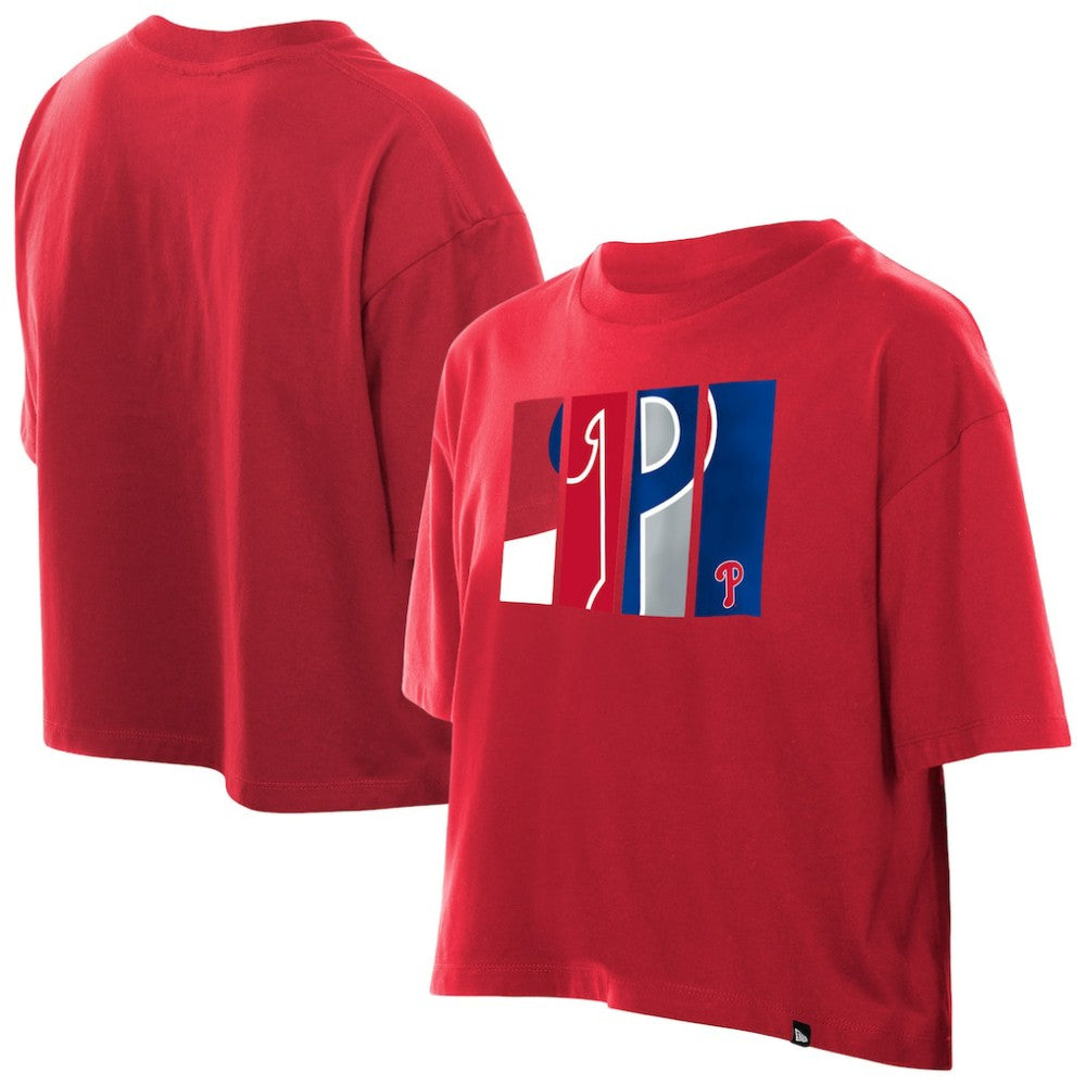Philadelphia Phillies New Era Women's Boxy Foil Logo T-Shirt | MLB US