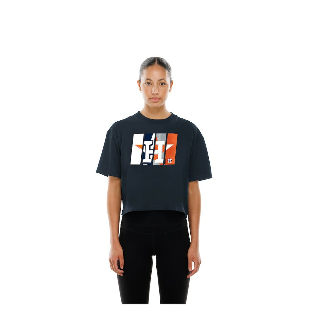 Houston Astros New Era Women's Boxy Foil Logo T-Shirt | MLB Discount