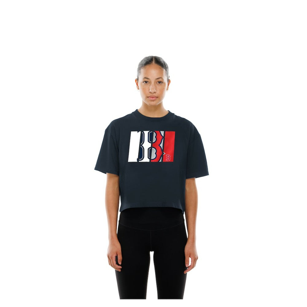 Boston Red Sox New Era Women's Boxy Foil Logo T-Shirt | MLB Shop