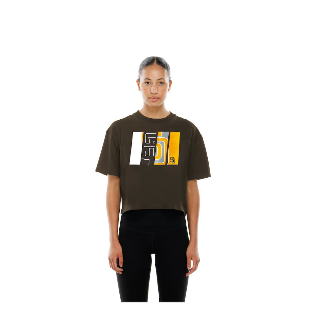 San Diego Padres New Era Women's Boxy Foil Logo T-Shirt | MLB Near me