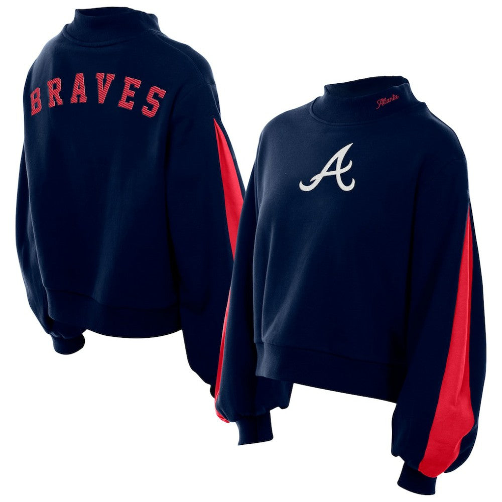 Atlanta Braves New Era Women's Mock Neck Balloon Sleeve Sweatshirt | MLB New
