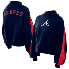 Atlanta Braves New Era Women's Mock Neck Balloon Sleeve Sweatshirt | MLB New