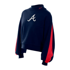 Atlanta Braves New Era Women's Mock Neck Balloon Sleeve Sweatshirt | MLB New