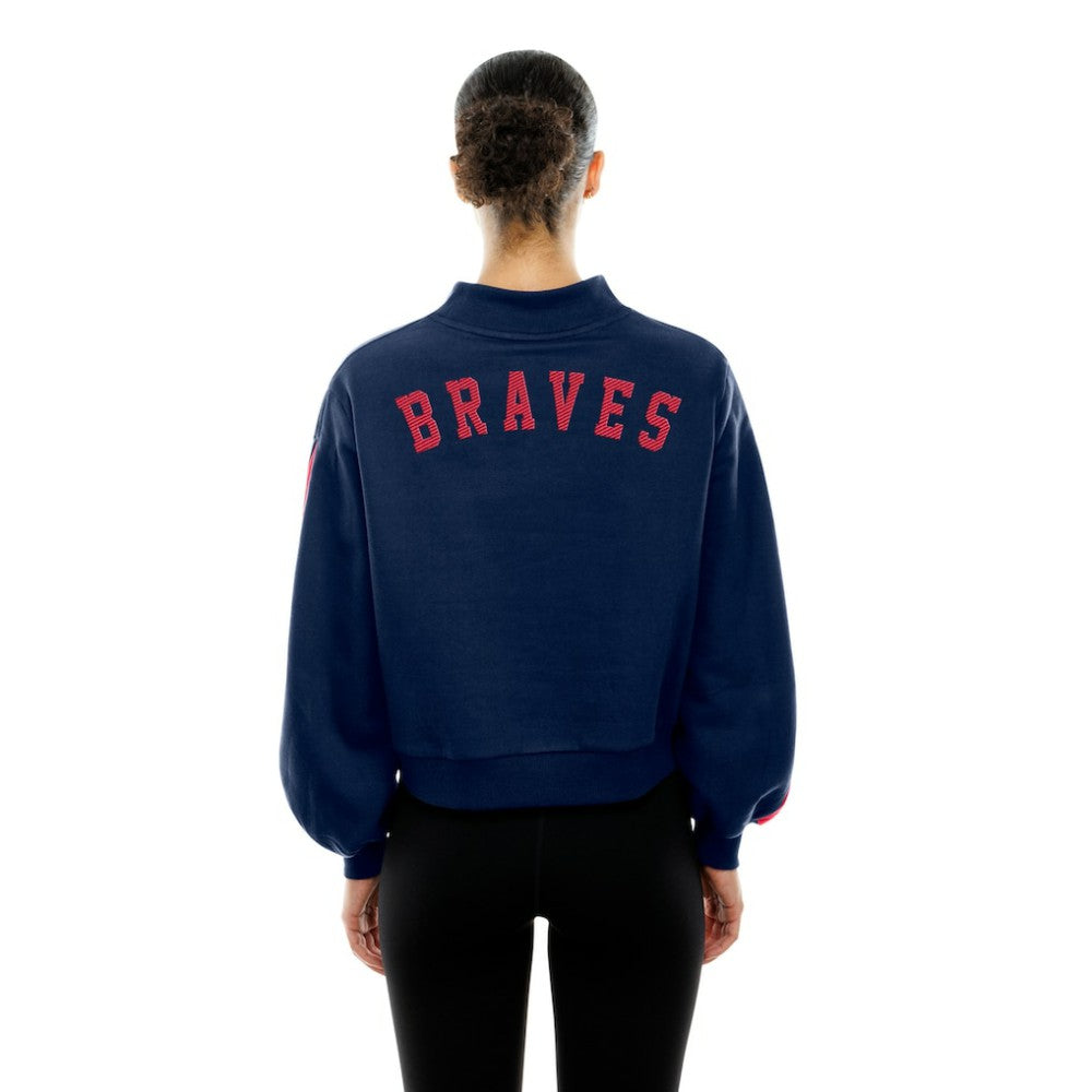 Atlanta Braves New Era Women's Mock Neck Balloon Sleeve Sweatshirt | MLB New