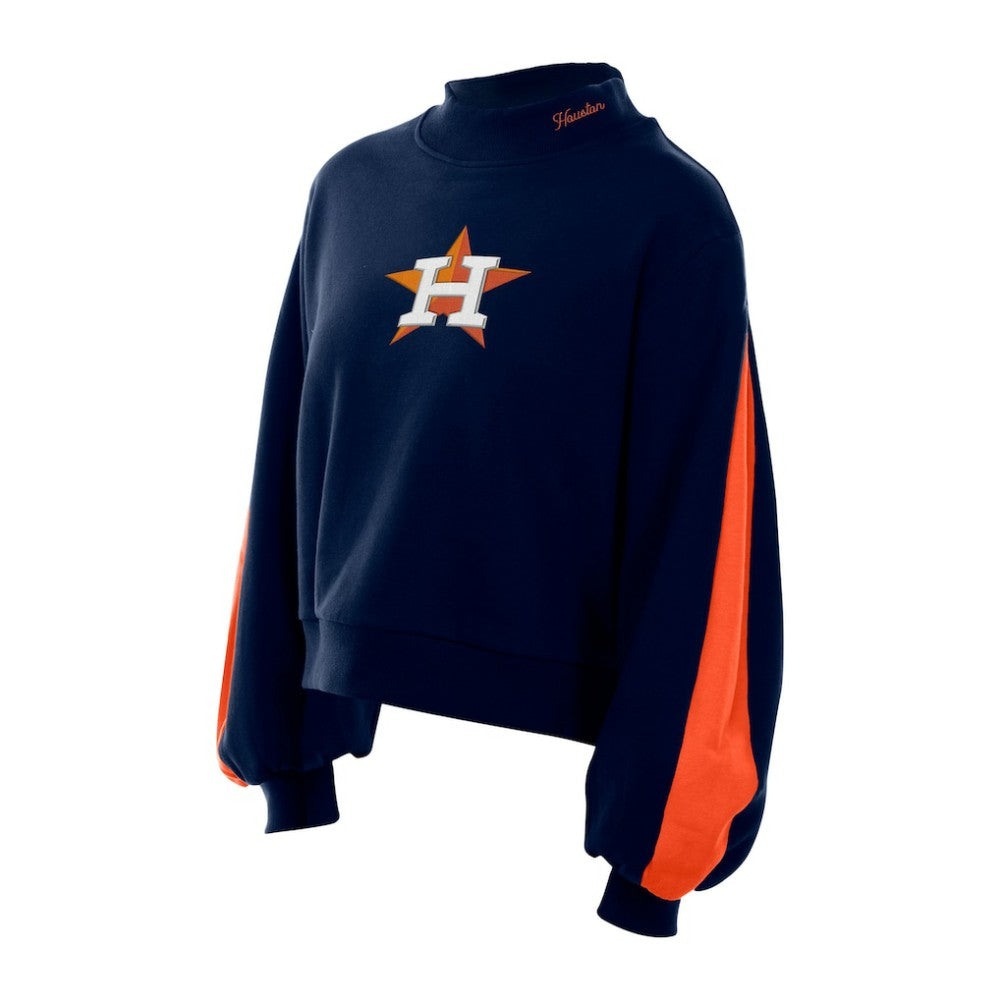 Houston Astros New Era Women's Mock Neck Balloon Sleeve Sweatshirt | MLB Online