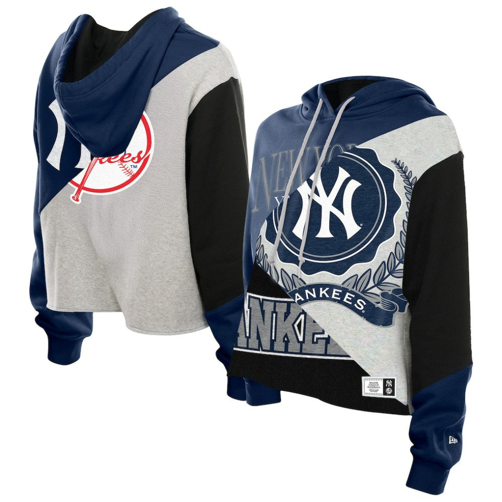 New York Yankees New Era Women's Upcycled Color Block Cropped Boxy Hoodie | MLB Online
