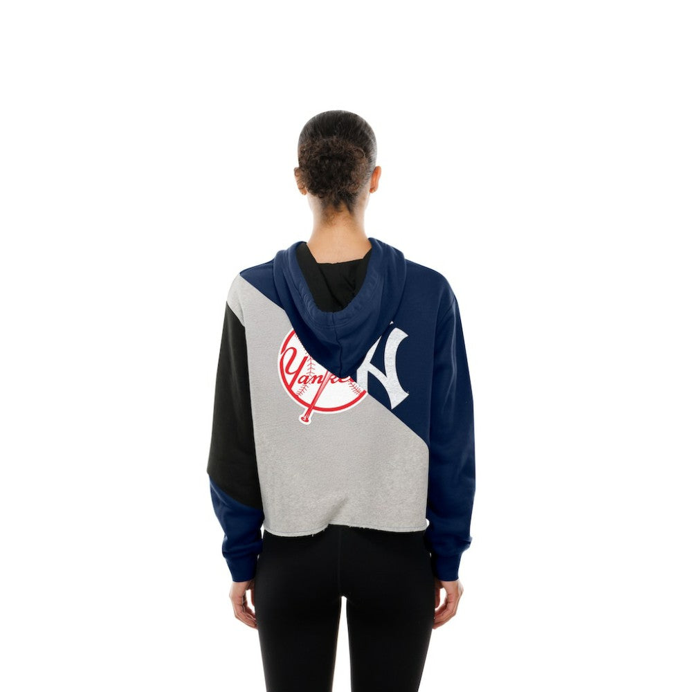 New York Yankees New Era Women's Upcycled Color Block Cropped Boxy Hoodie | MLB Online