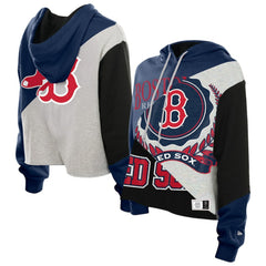 Boston Red Sox New Era Women's Upcycled Color Block Cropped Boxy Hoodie | MLB Sale