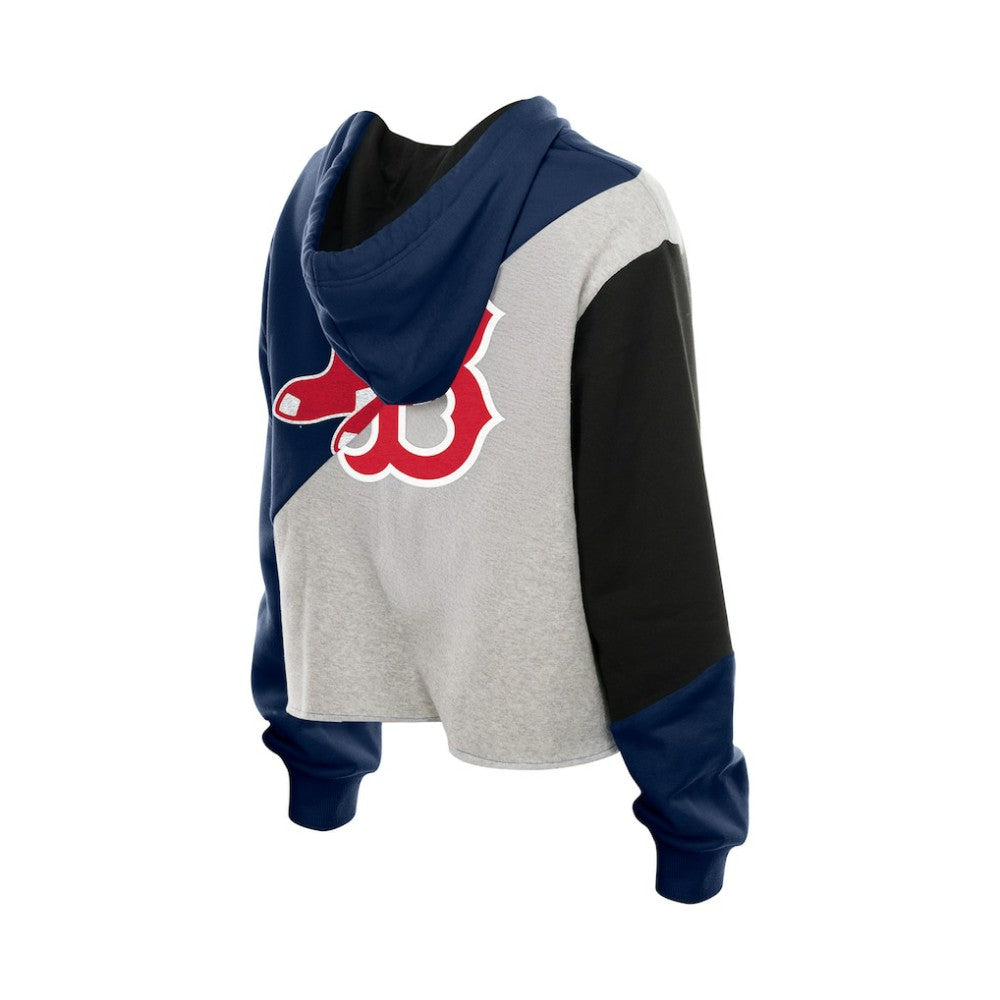 Boston Red Sox New Era Women's Upcycled Color Block Cropped Boxy Hoodie | MLB Sale
