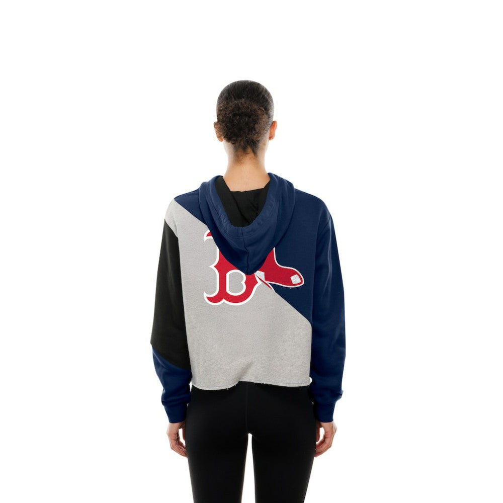Boston Red Sox New Era Women's Upcycled Color Block Cropped Boxy Hoodie | MLB Sale
