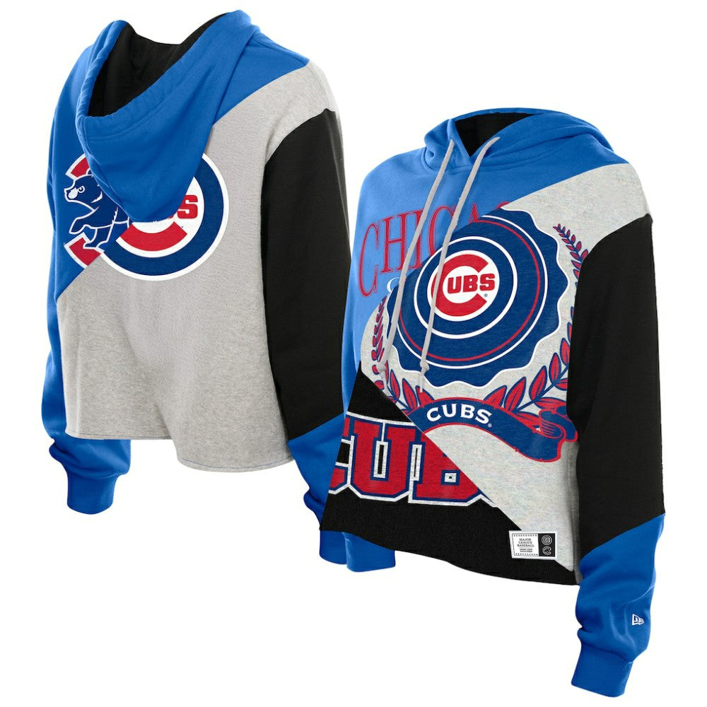 Chicago Cubs New Era Women's Upcycled Color Block Cropped Boxy Hoodie | MLB On Sale