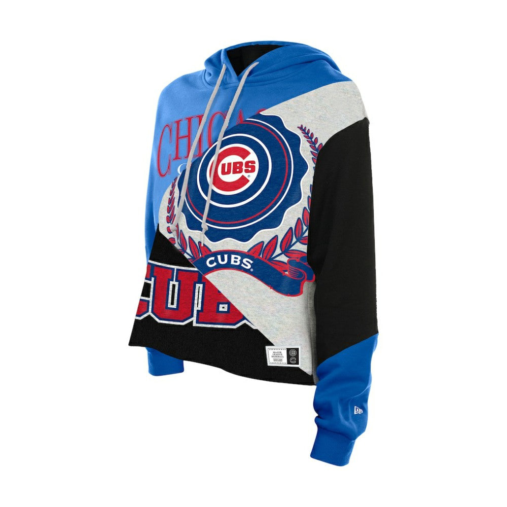 Chicago Cubs New Era Women's Upcycled Color Block Cropped Boxy Hoodie | MLB On Sale