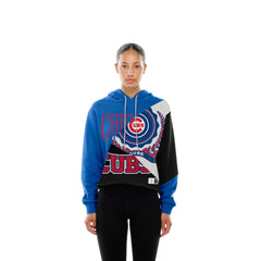 Chicago Cubs New Era Women's Upcycled Color Block Cropped Boxy Hoodie | MLB On Sale