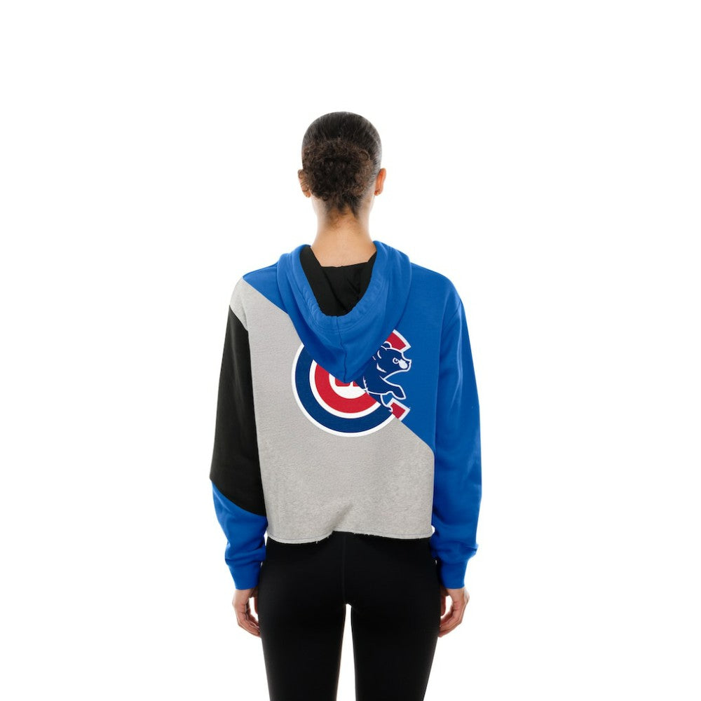 Chicago Cubs New Era Women's Upcycled Color Block Cropped Boxy Hoodie | MLB On Sale